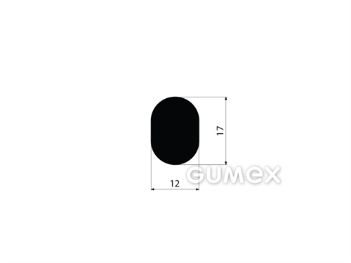 Geformtes Gummiprofil, 17x12mm, 50°ShA, NBR, -40°C/+70°C, schwarz, 